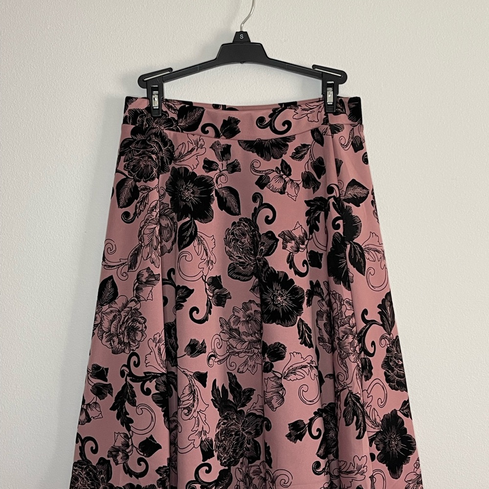 Floral Pink and Black Skirt